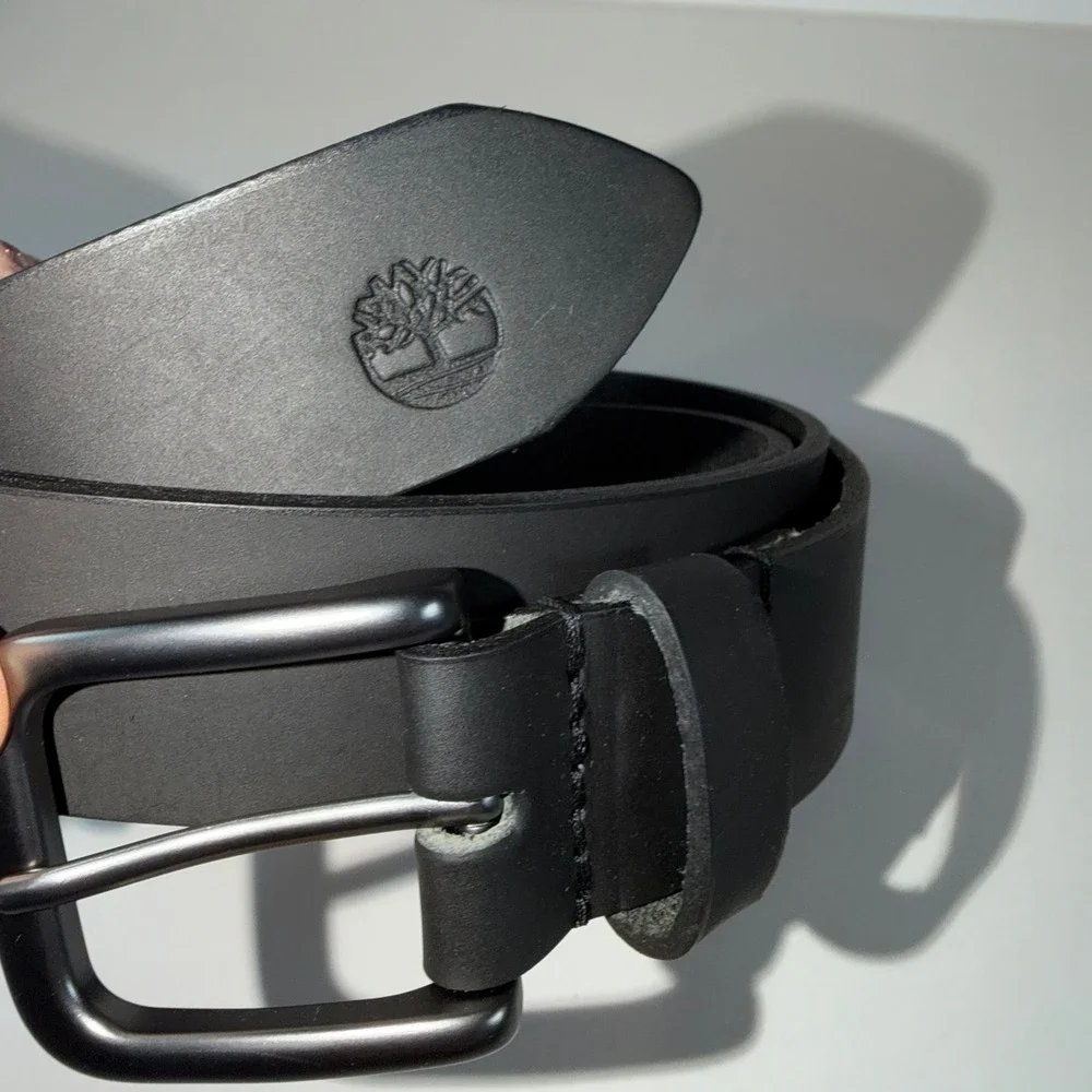 Timberland Mens Black Eco-Conscious Better Leather Belt Size 48 Assembled in USA